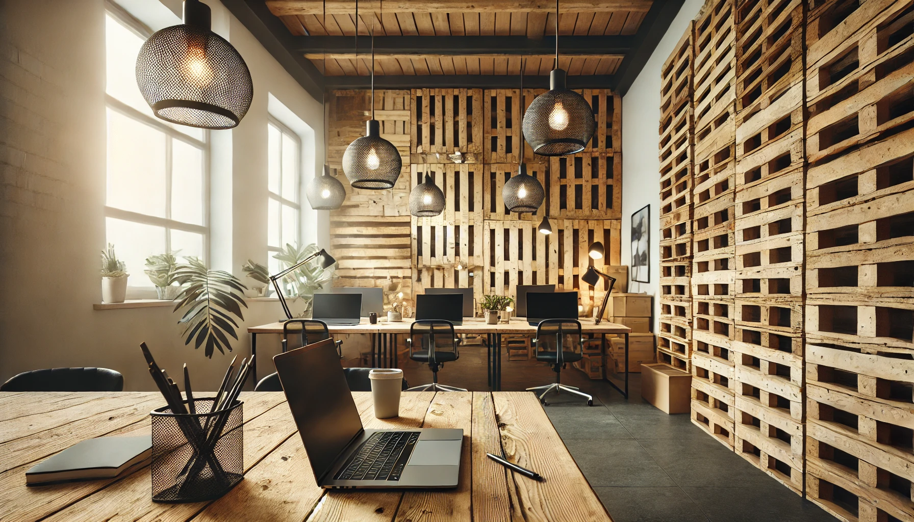 Bürodecke mit Palettenbrettern renovieren: kreative Lösung für kleine Unternehmen