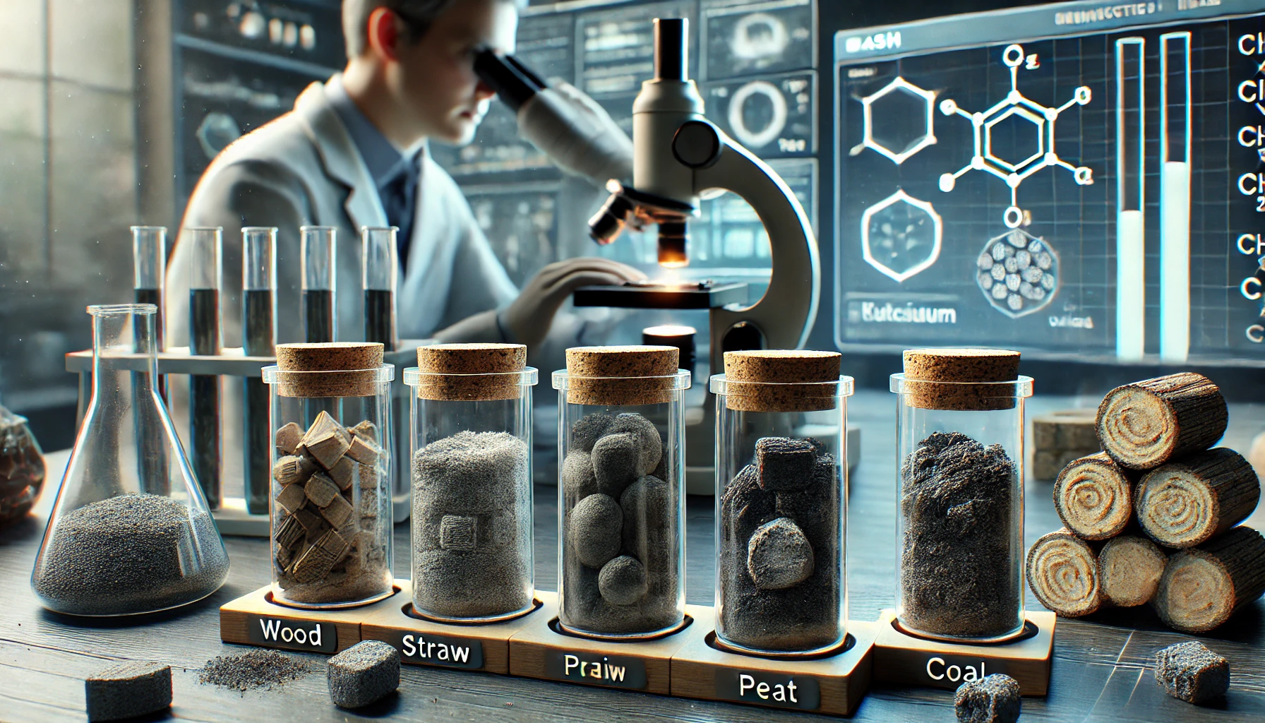 Chemische Analyse der Asche aus verschiedenen Briketttypen