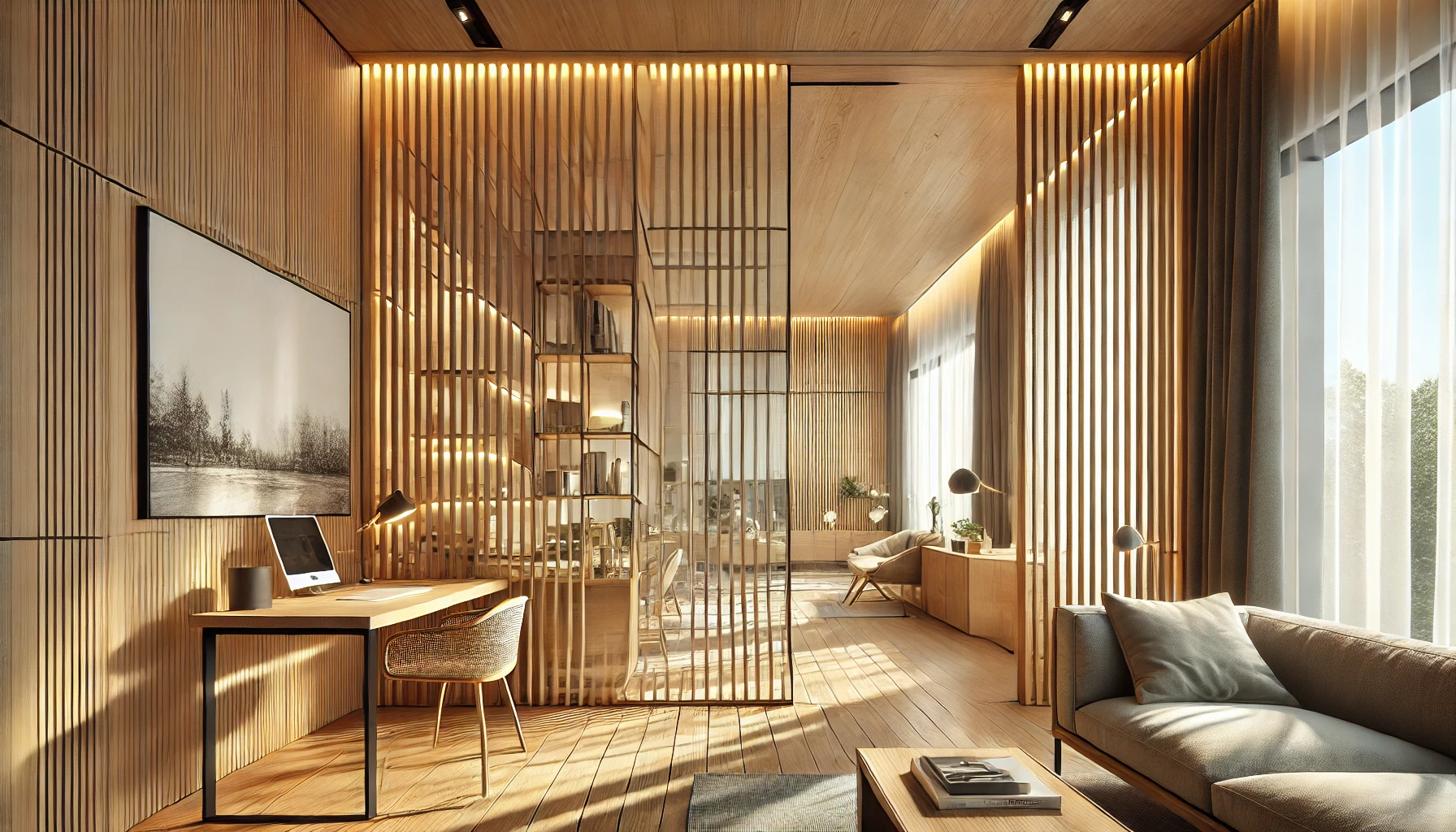 Europaneele für Raumteiler mit transparenten Einsätzen: halboffene Raumgestaltung