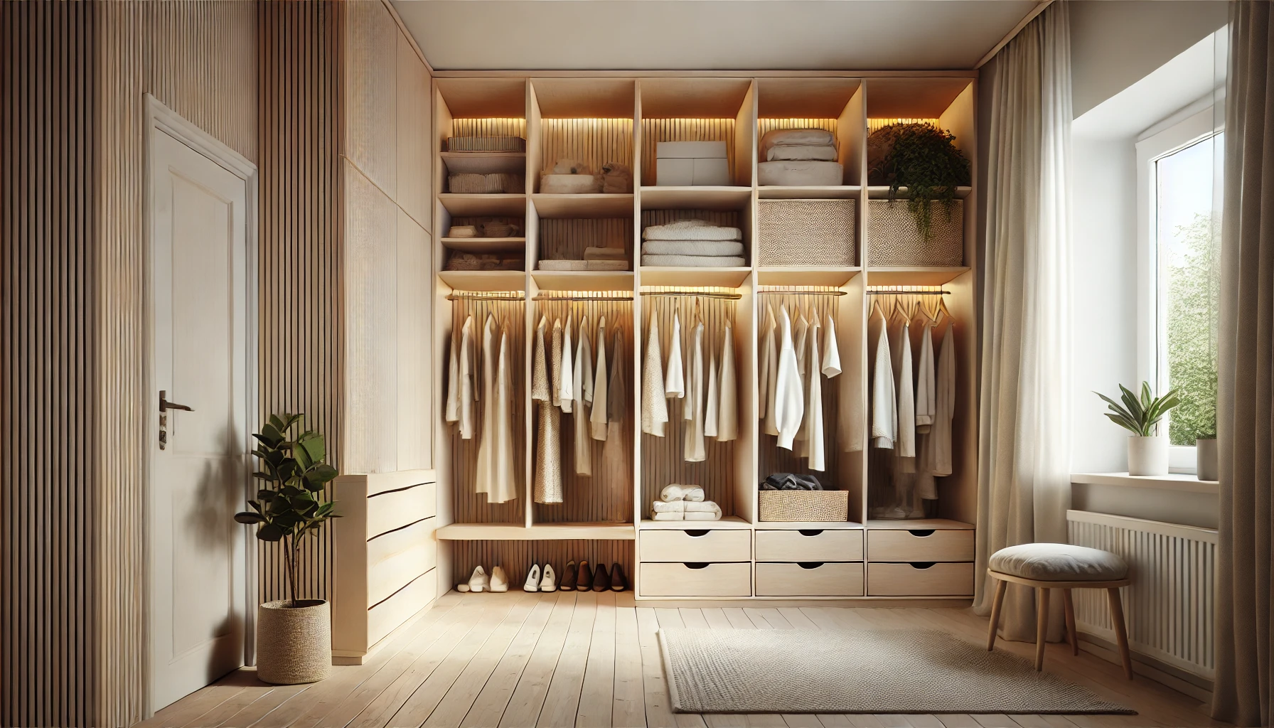 Europaneele für den begehbaren Kleiderschrank: Ordnung und Gemütlichkeit