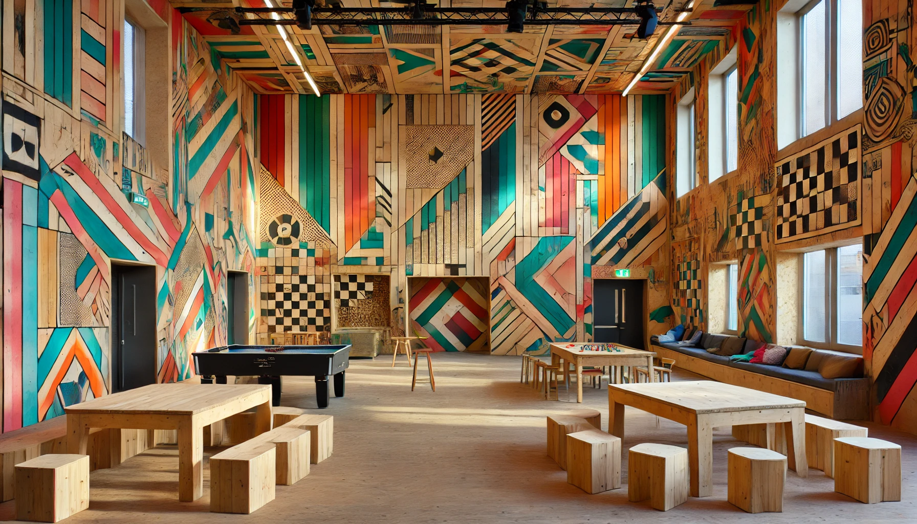 Europaneele in Jugendzentren und Clubs: bunt und funktional