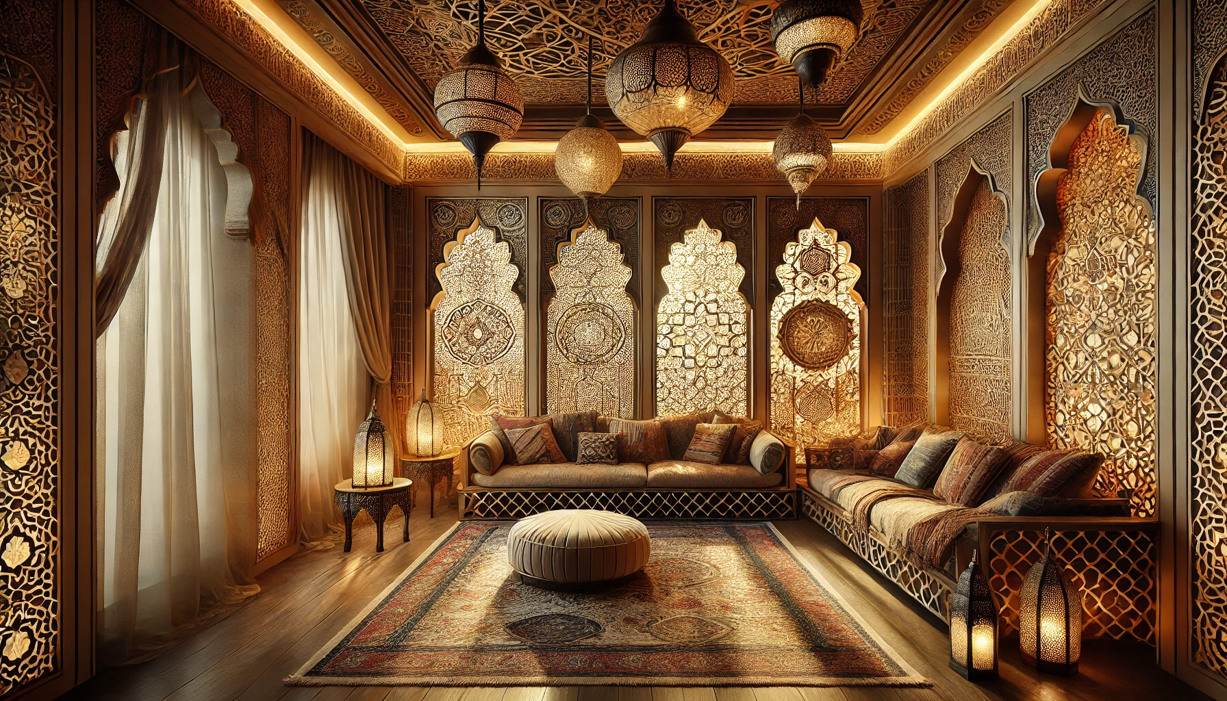 Europaneele und orientalische Motive: geschnitzte Paravents und Trennwände mit filigranen Mustern