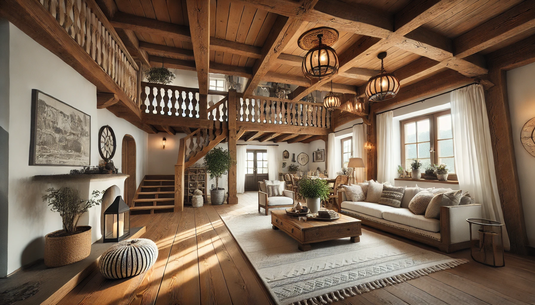 Europanel an der Decke mit dem Effekt  holländischer Balken: Tradition und Gemütlichkeit