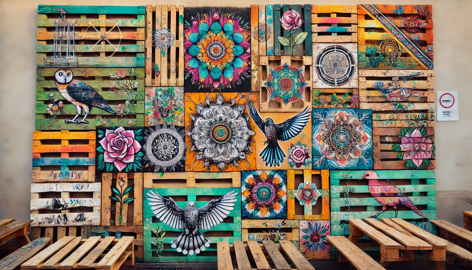 Palettenbretter und Handbemalung: von klassischen Mustern bis hin zu Graffiti