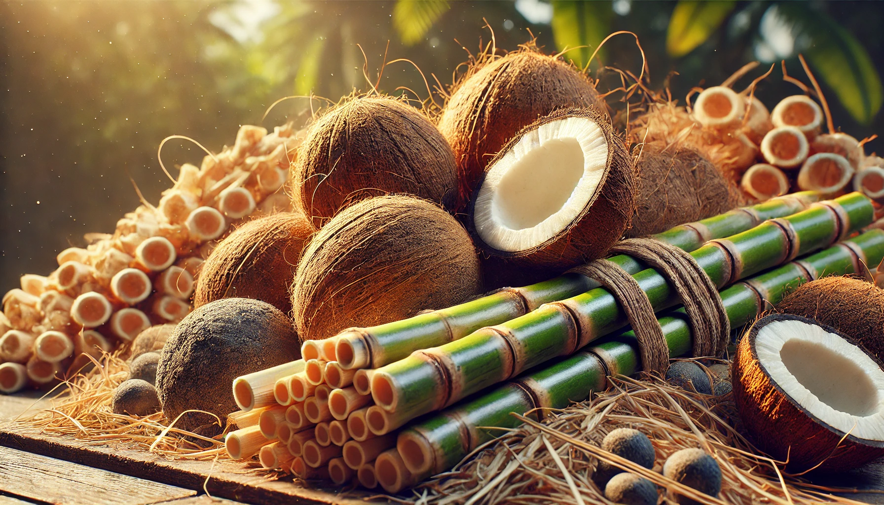 Unkonventionelle Rohstoffe für Briketts: Kokosnussschalen, Bagasse, Bambus
