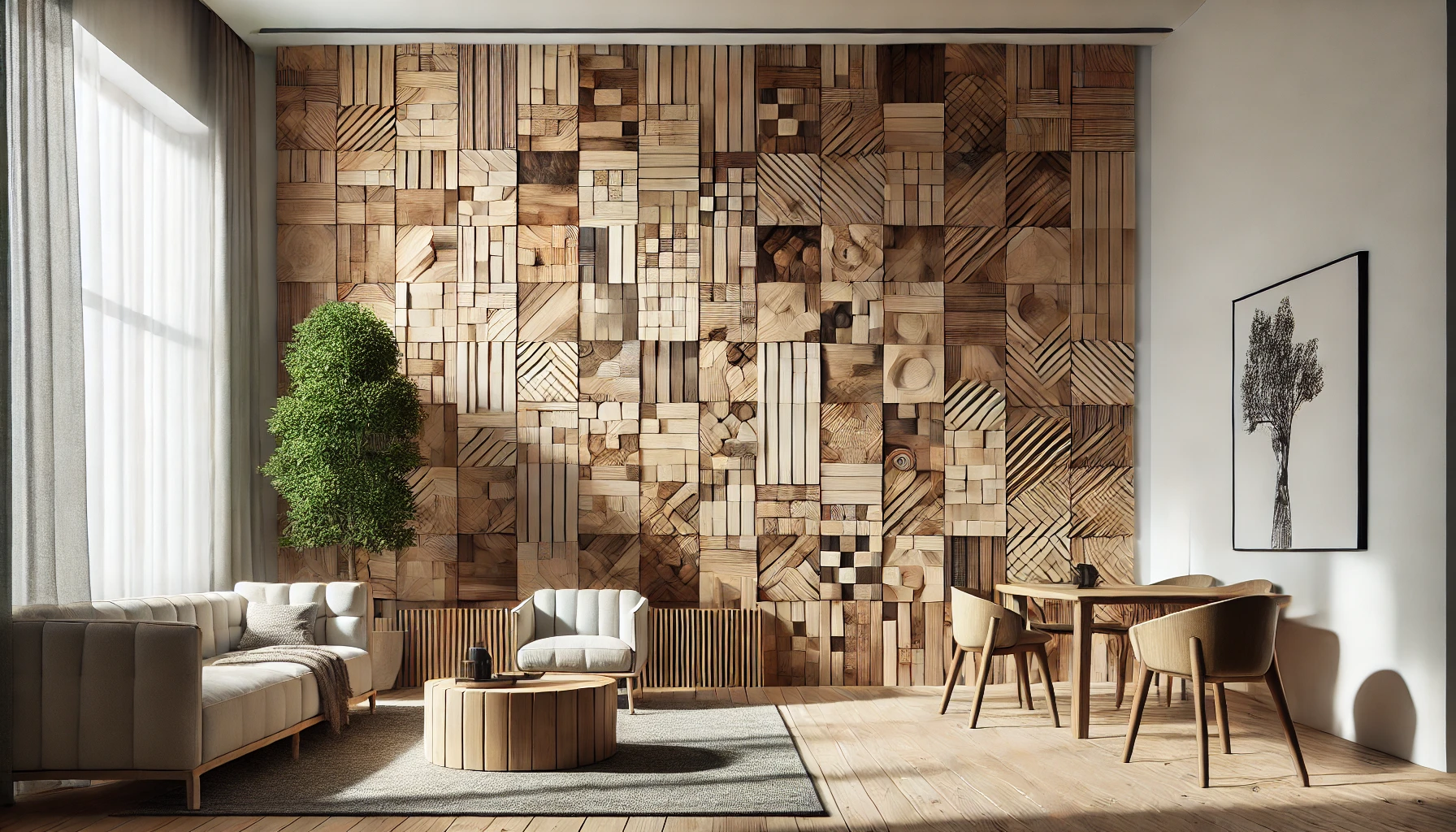 Unkonventionelle Verkleidung mit Europaneelen: Mischung verschiedener Holzarten