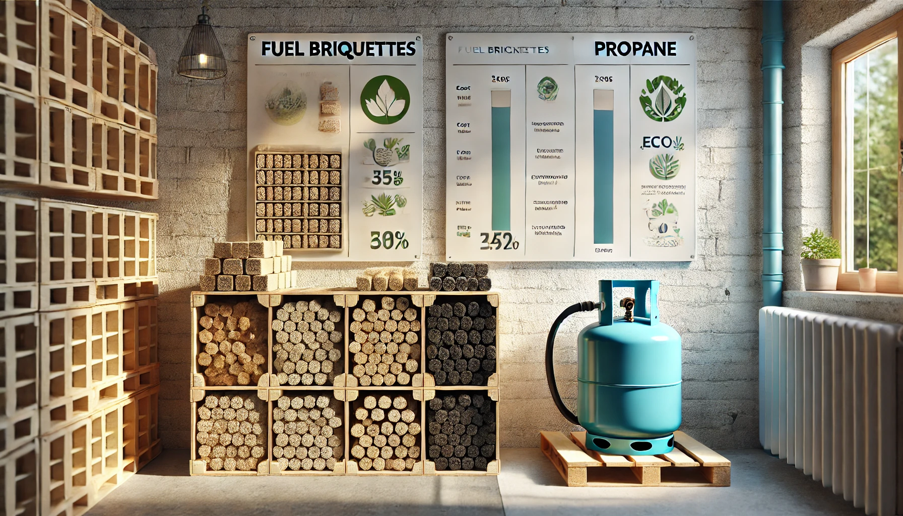 Vergleich von Brennstoffbriketts und Propangas: Wirtschaftliche und ökologische Aspekte